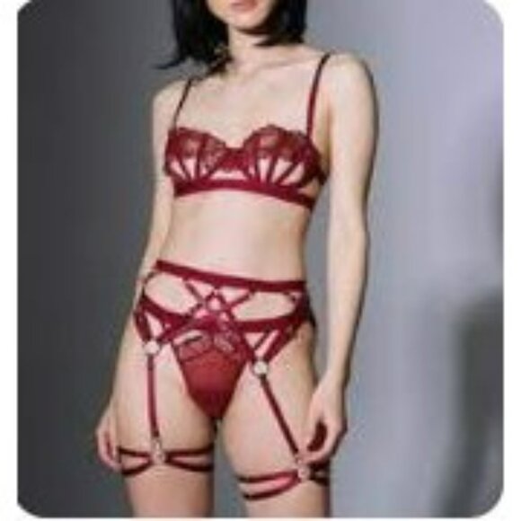 Thistle And Spire Strapped In Garter Belt Adjustable Straps Size Medium Ruby Red - Picture 3 of 4